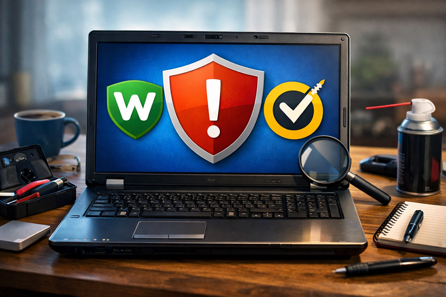 Older Windows laptop showing security warning while removing Webroot antivirus from Windows 10