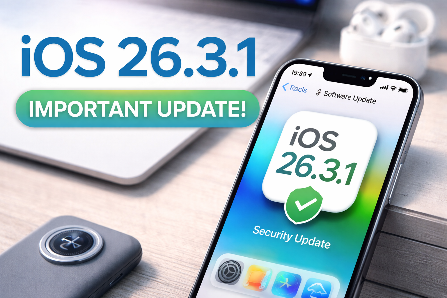 iOS 26.3.1 update security fixes shown on iPhone software update screen